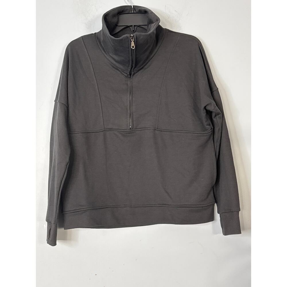 Wilo The Label Gray Oversized half Zip Front Sweatshirt Small Cotton Blend